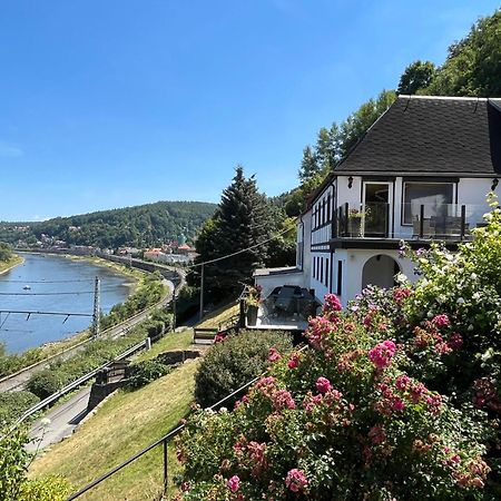 Saechsische-Schweiz-Ferienhaus-Wohnung-1-Mit-Elbblick-Sauna-Und-Kamin Königstein an der Elbe Dış mekan fotoğraf